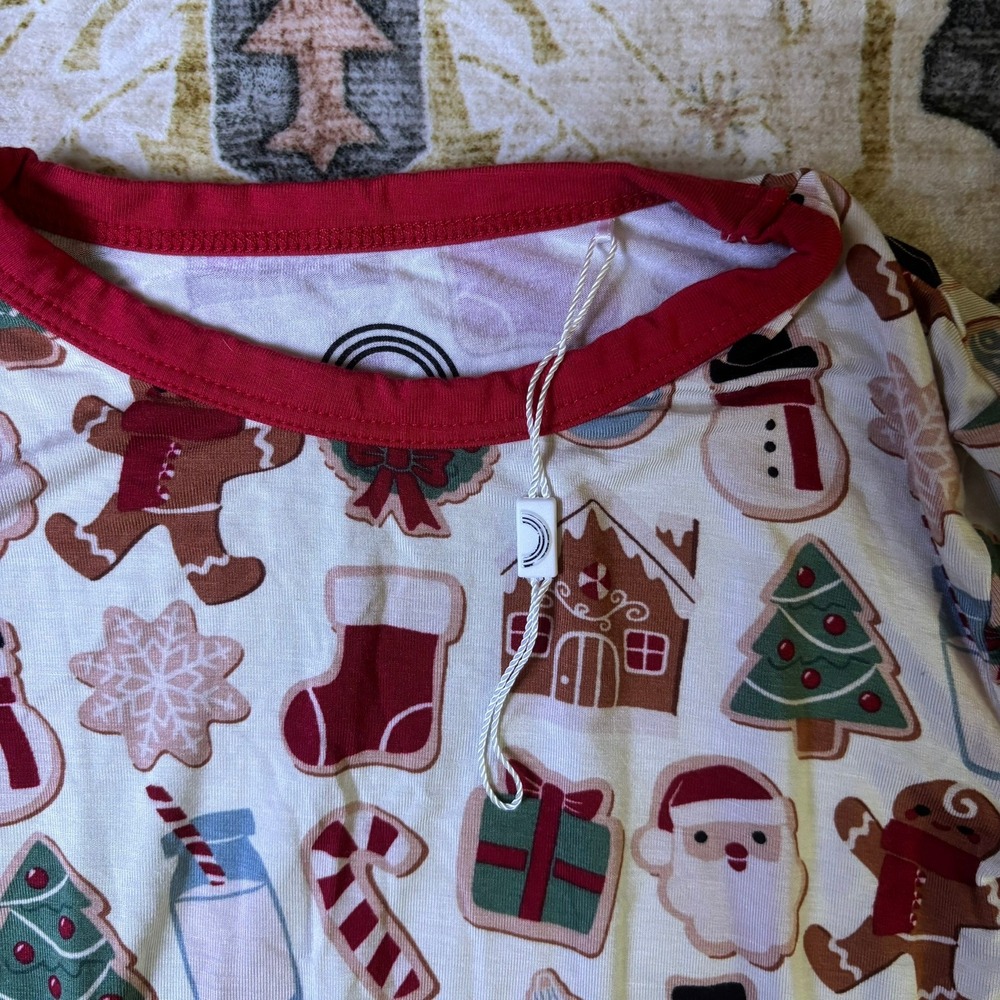 Emerson and Friends Christmas Holiday Cookie Bamboo Viscose Pajama Top Kids 6/7T - Picture 4 of 8